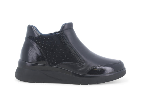 Melluso Scarpe Comode Invernali 2 Cerniere Lampo Camoscio Pelle Nera K55423-228105